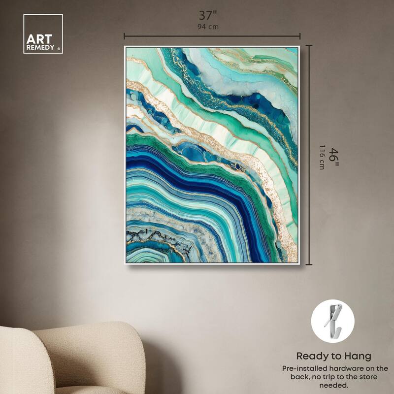 Blue Green Abstract Agate II Canvas by Art Remedy
