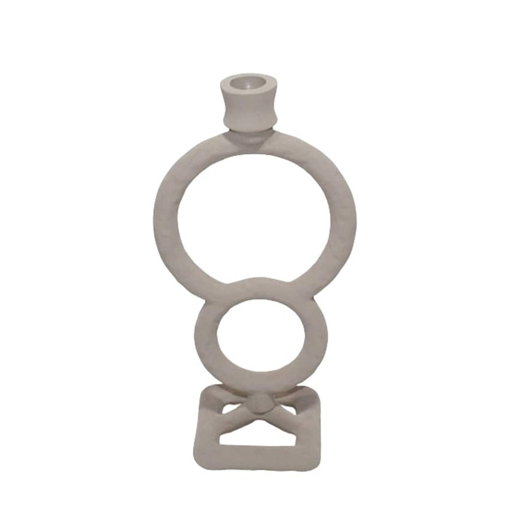 Lg. Off White Aluminum Candleholder 10.5"H- A - Off White