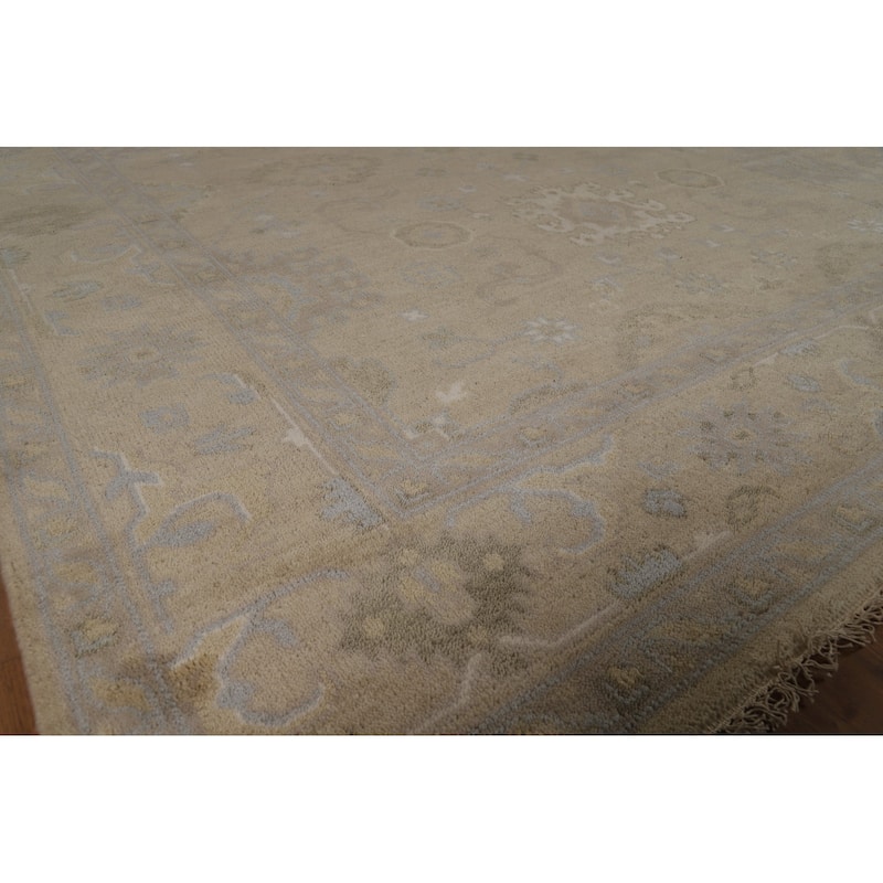 Earth Tone Oushak Area Rug Hand-Knotted Wool Carpet - 8'0"x 9'10"