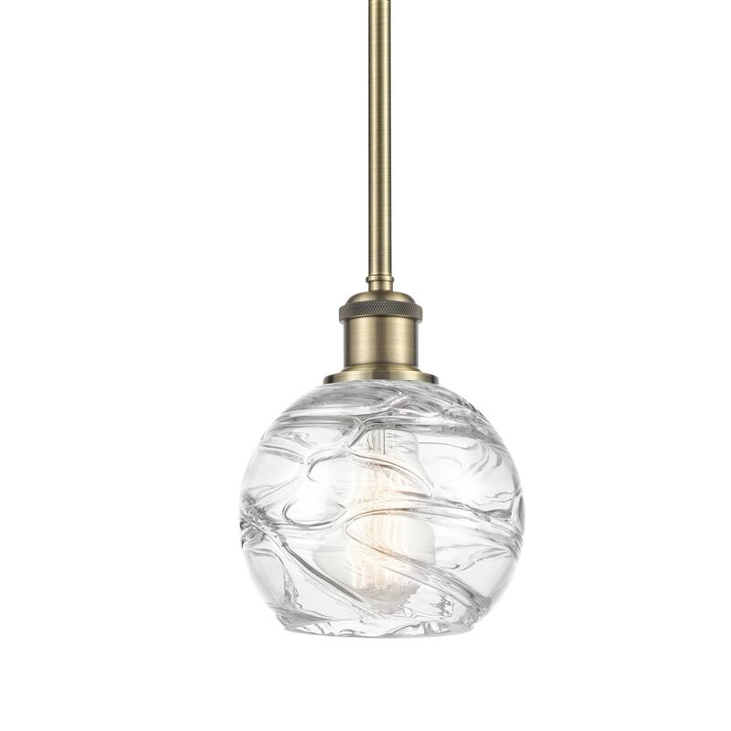 Innovations Lighting 516-1S-8-6 Athens Pendant Athens 6" Wide Mini - Clear Deco Swirl / Antique Brass
