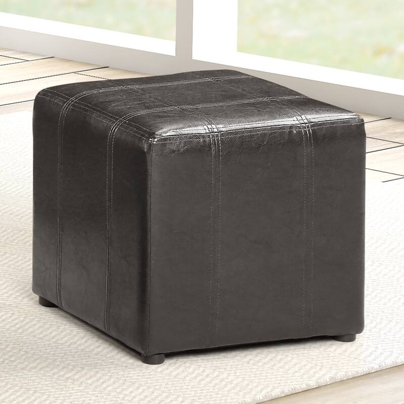 Leather Nailhead Storage Ottoman Bench Cube Set