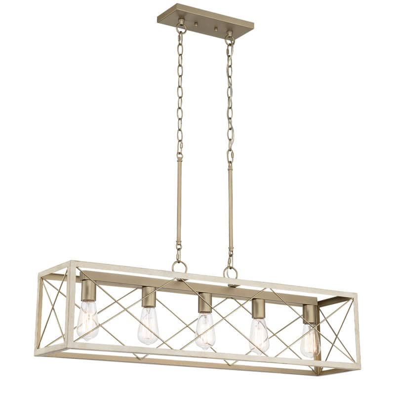 Kiro 5-light Farmhouse Linear Chandelier Faux Wood Dining Lighting with UL Certified - 36''