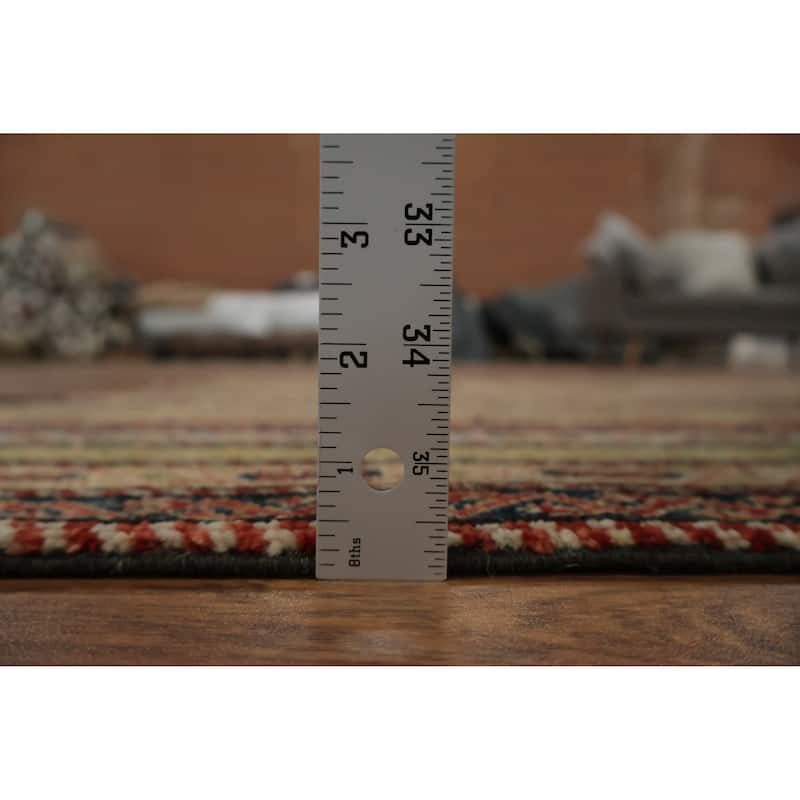 Hand Knotted Oriental 100% Wool Carpet Traditional Geometric Multi-Colored Kazak Area Rug - 5' 11'' X 3' 10''