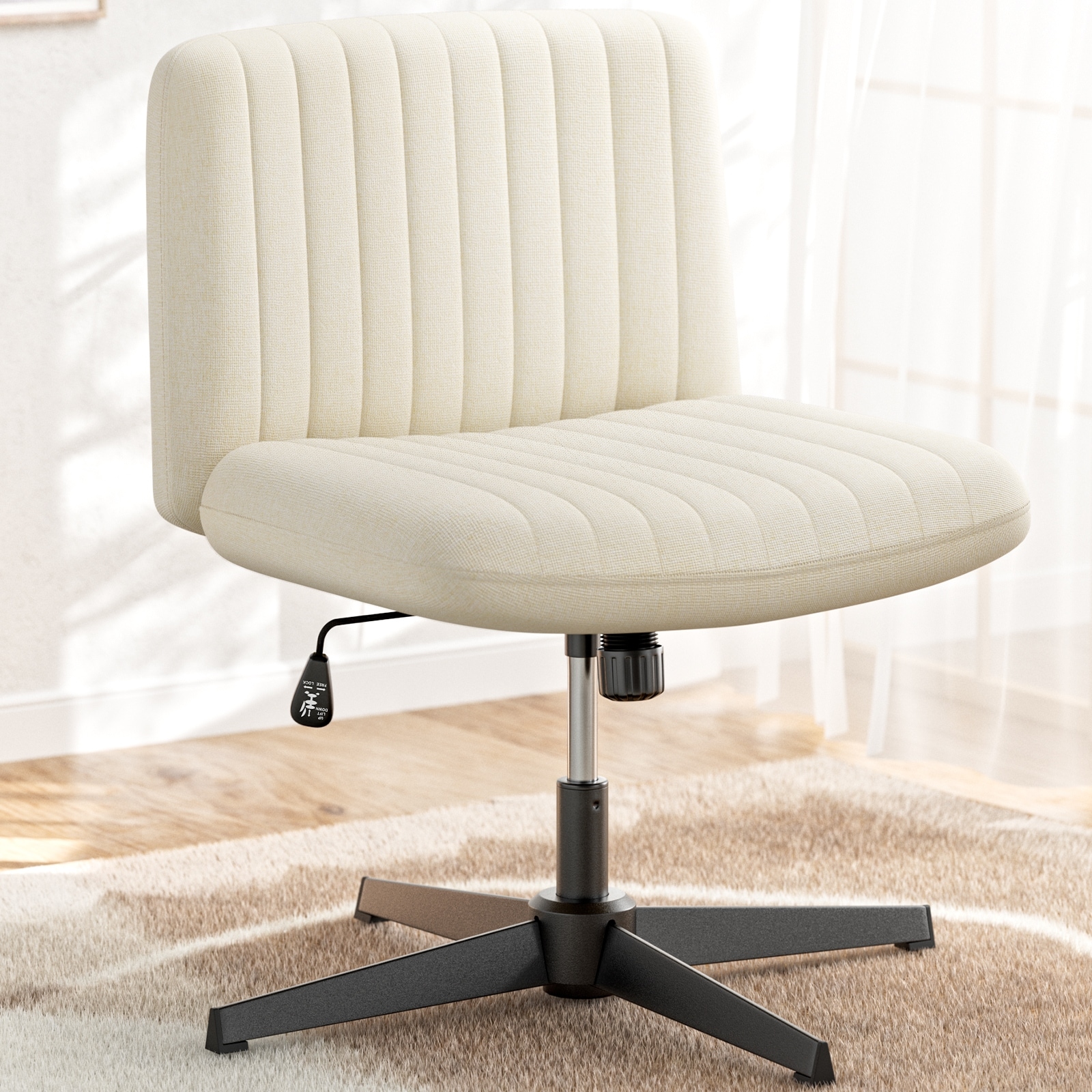 riss Cross Desk Chair No Wheels Adjustable Swivel Armless Chair