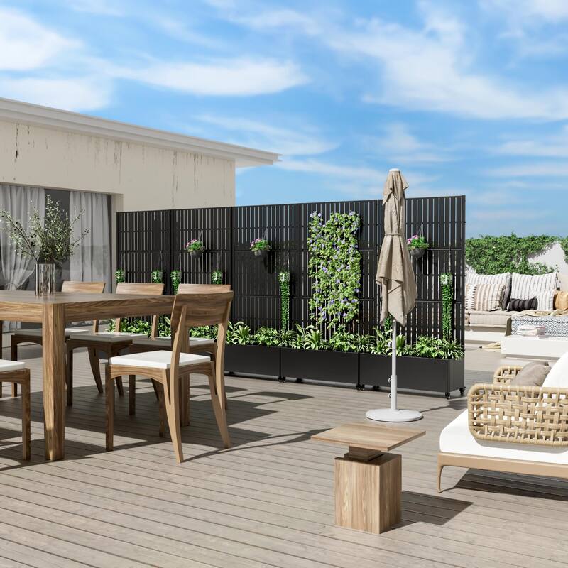 Raised Garden Bed Planter with Trellis Movable Planter Box with Lockable Wheels