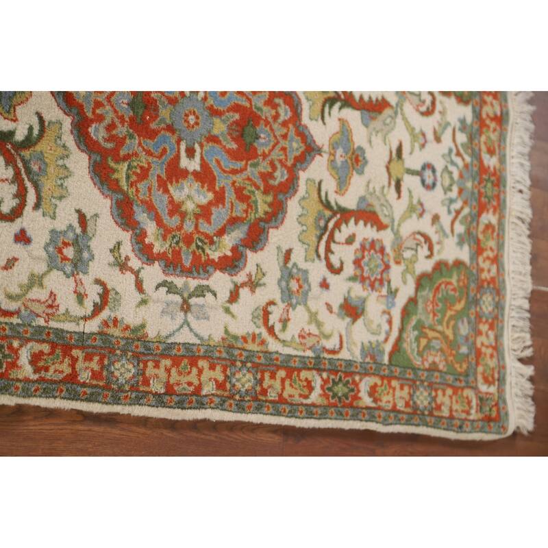 Floral Ivory Kashan Oriental Accent Rug Handmade Wool Carpet - 2'6" x 4'1"