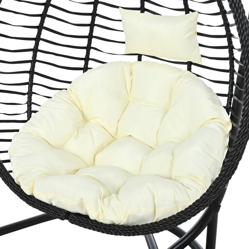 Roomfitters Indoor Outdoor Hanging Egg Hammock Chair with Stand, Wicker Rattan Swing for Patio and Bedroom