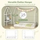 preview thumbnail 7 of 7, White Twin House Montessori Floor Bed Frame with Storage Shelf and Detachable Clothes Hanger