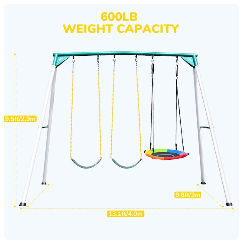 9.5' Heavy Duty Metal Swing Set