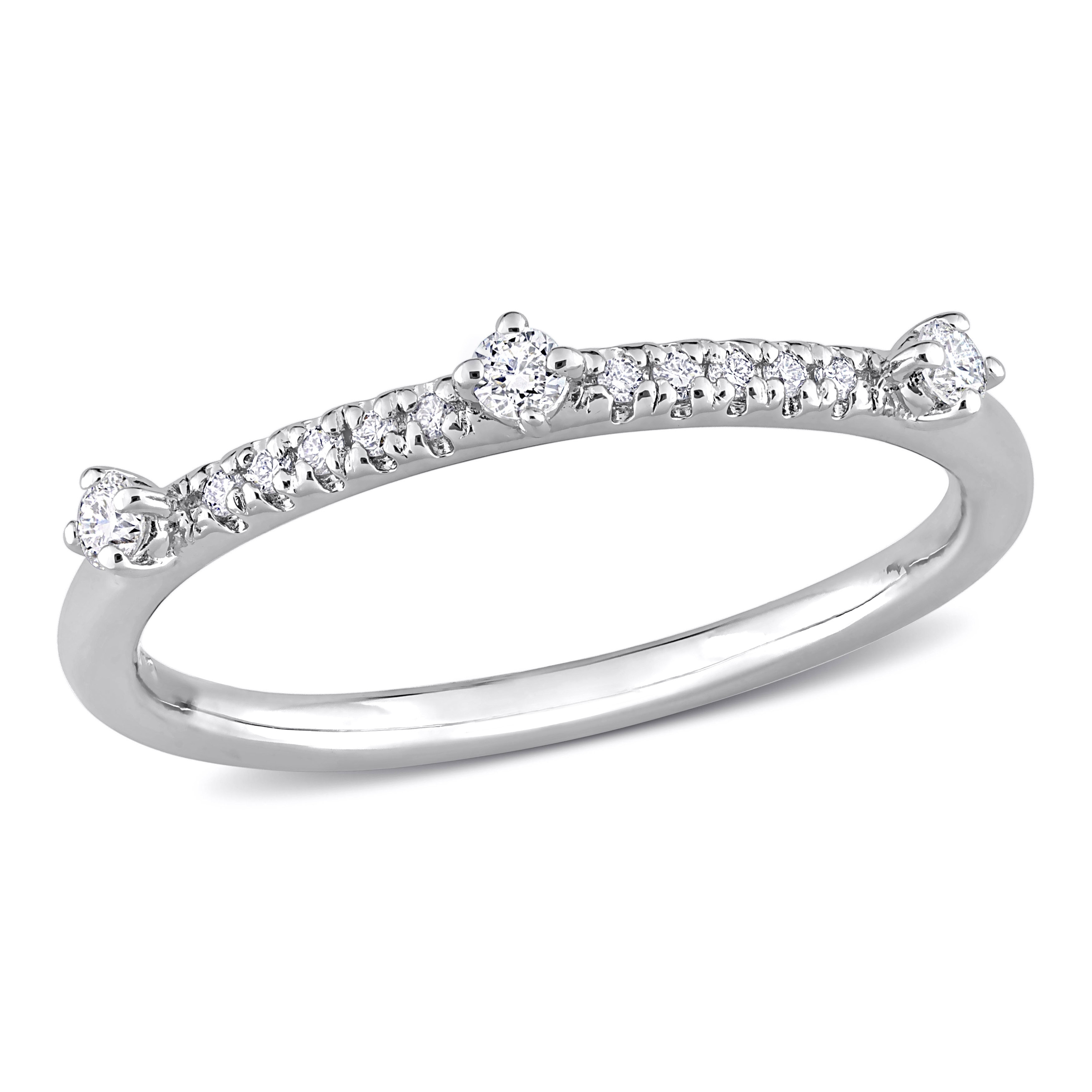 Miadora 1/7ct TDW Lab-Grown Diamond Semi-Eternity Ring in Platinum Silver