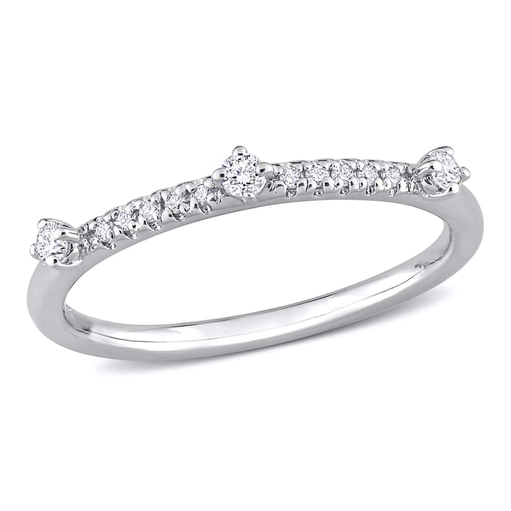 Miadora 1/7ct TDW Lab-Grown Diamond Semi-Eternity Ring in Platinum Silver