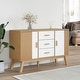 preview thumbnail 2 of 3, vidaXL Sideboard OLDEN White and Brown 44.9"x16.9"x28.9" Solid Wood Pine - 44.9" x 16.9" x 28.9"
