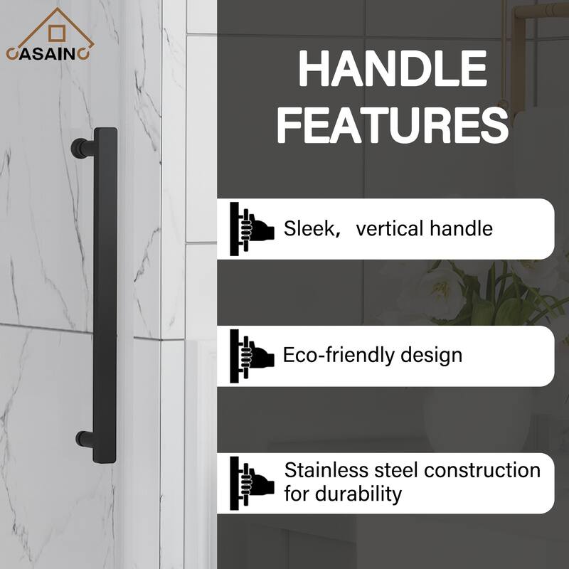 CASAINC 48 or 60 in. W x 76 in. H Double Sliding Frameless Shower Door