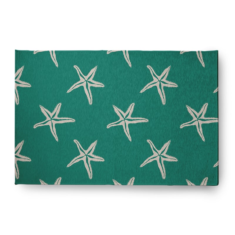 Starfish Beach Style Chenille Area Rug - Kelly Green - 4' x 6'