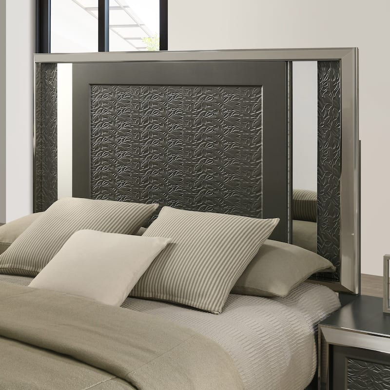 Furniture of America Iralles Modern 5-Piece Dark Grey Wood Platform Bedroom Set with LED Light