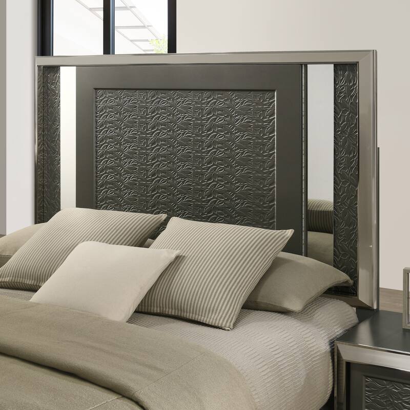 Furniture of America Iralles Modern 5-Piece Dark Grey Wood Queen Platform Bedroom Set with LED Light