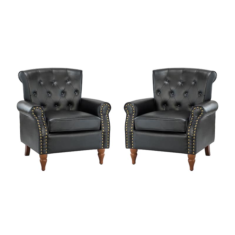 Mycenae Upholstered Accent Armchair with Nailhead Trim Set of 2