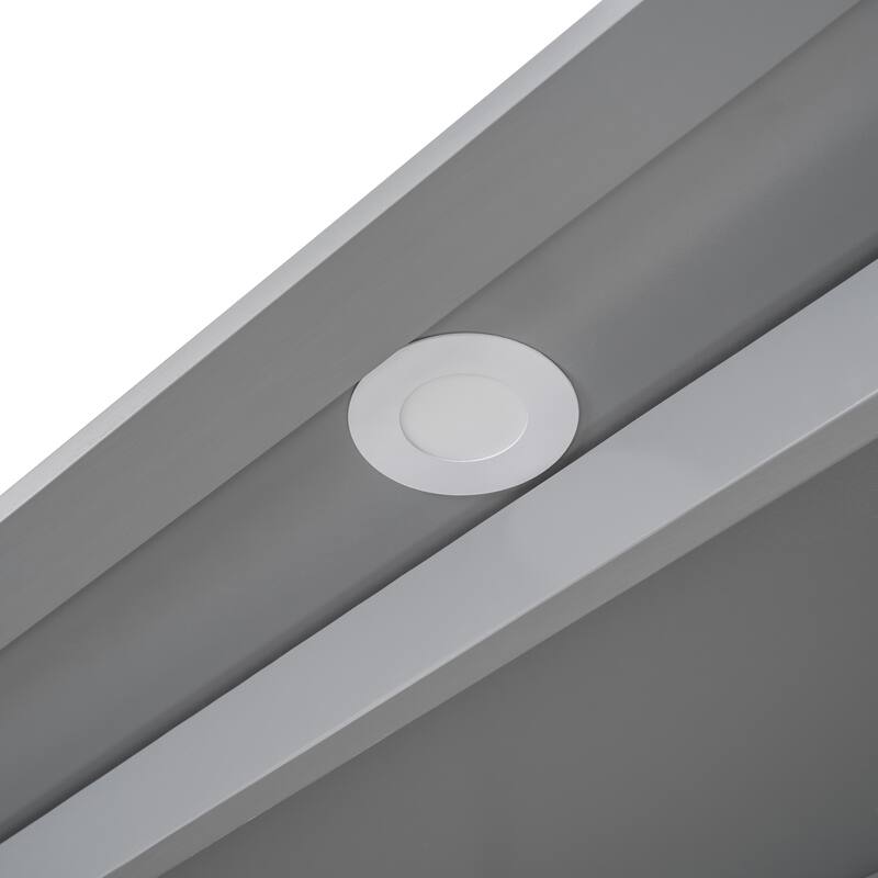 Queen Size Foldable Wall Bed with Shelves, Drawers, and LED Lights, Space-Saving Design, Gray