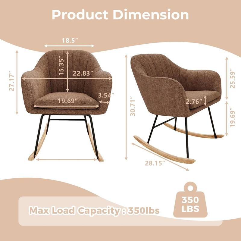 Rocking Chair Upholstered with High Backrest for Living Room