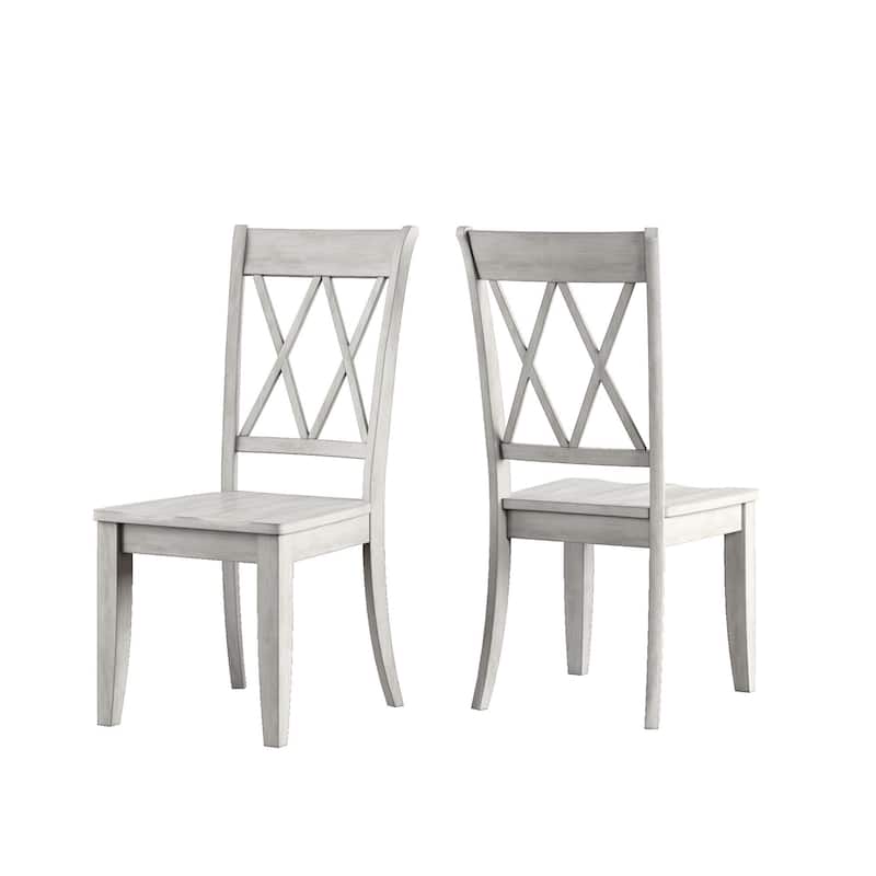Eleanor Two-Tone Antique White Trestle Base 6-Piece Dining Set by iNSPIRE Q Classic - Antique White Table - Antique White Chairs and Bench