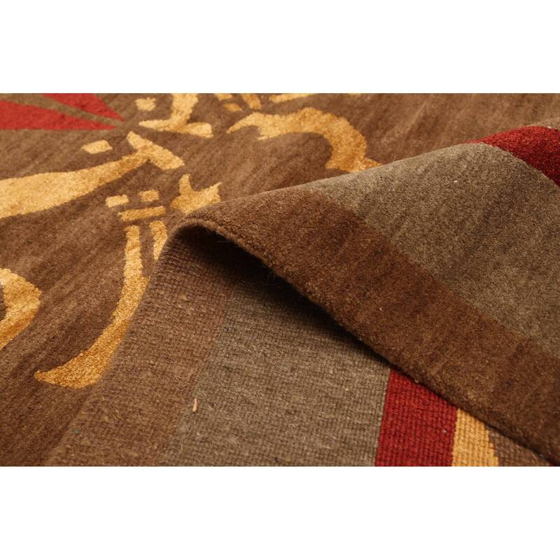 ECARPETGALLERY Hand-knotted Opulence Brown Silk, Wool Rug - 9'1 x 11'11