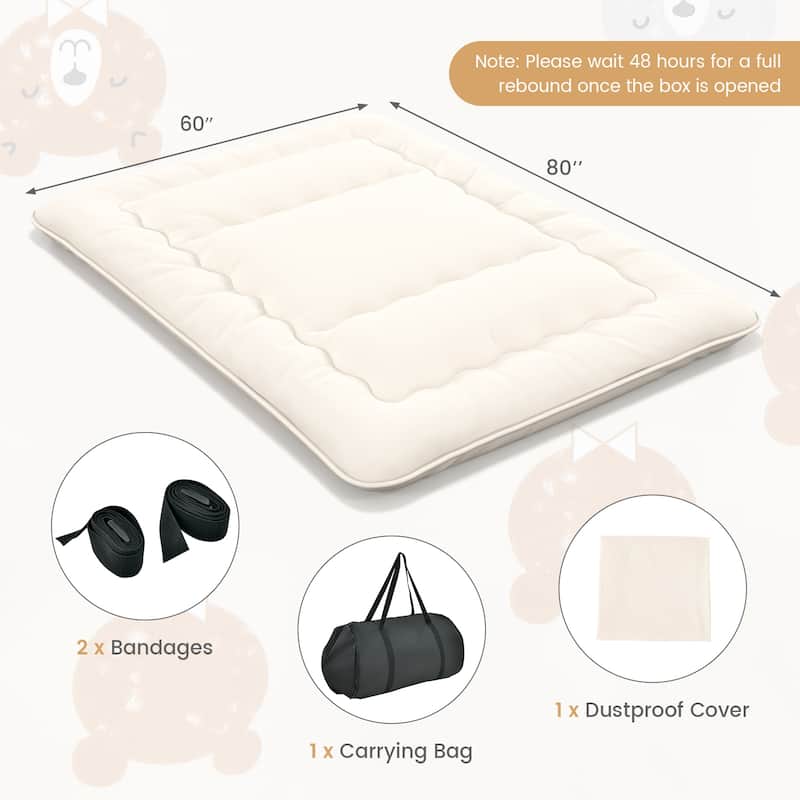 Futon Mattress Floor Sleeping Pad with Washable Cover