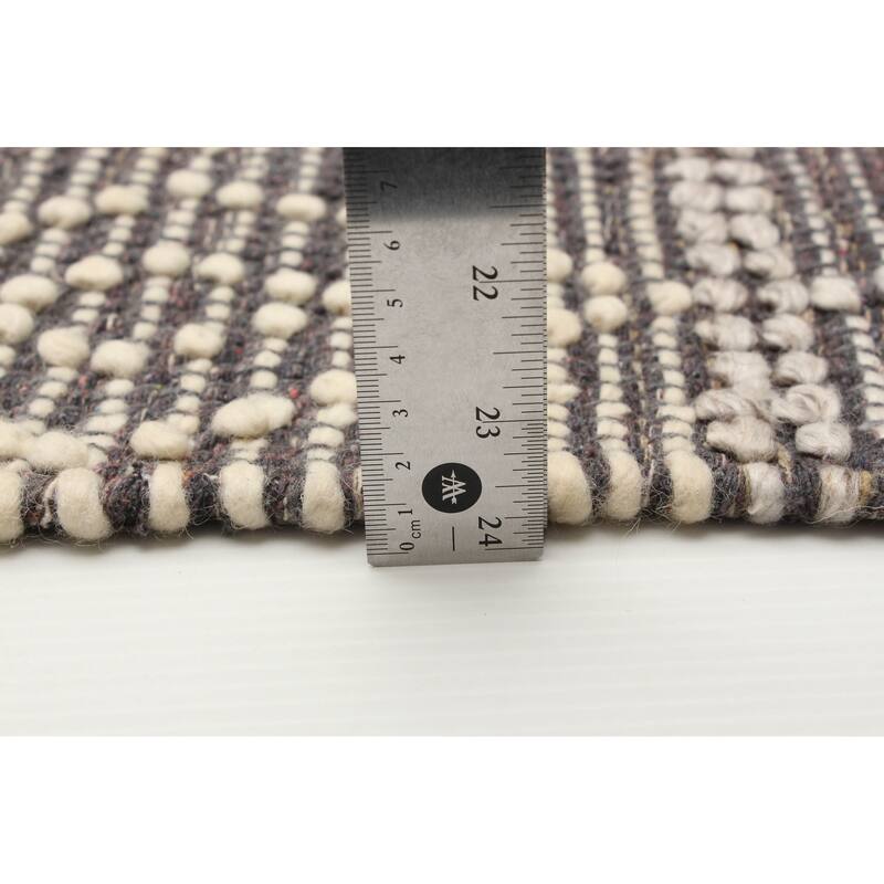 ECARPETGALLERY Braid weave Sienna Grey Wool Rug - 5'1 x 8'3