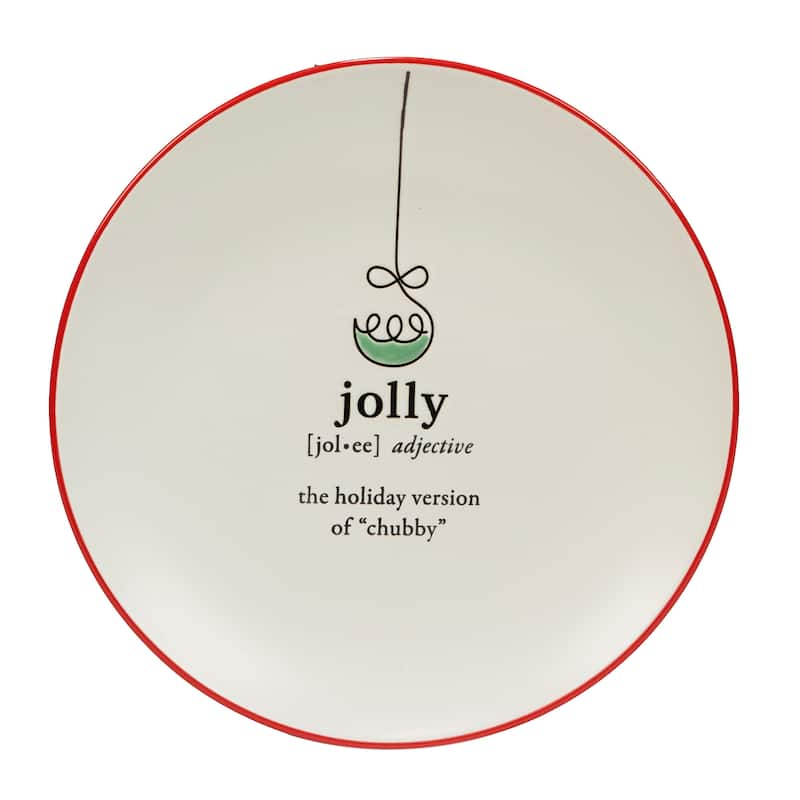 Certified International Christmas Fun Red Sayings 8.5" Dessert Plates, Set of 6 Assorted Designs - 8.5-inch