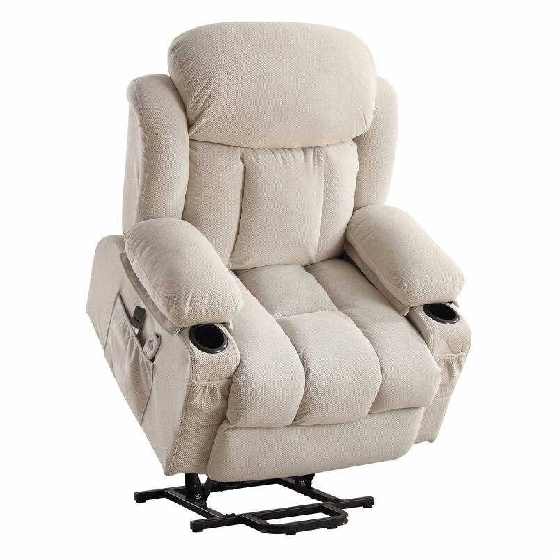 Power Lift Recliner Chair with Heat and Massage, Electric Fabric Recliner Chair