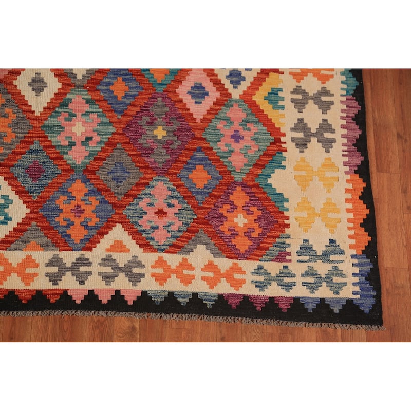South Western Style Kilim Oriental Area Rug Handmade Wool Carpet - 8'5"x 11'2"