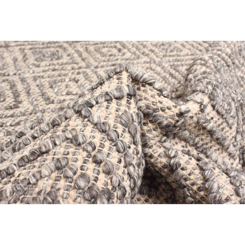 ECARPETGALLERY Braid weave Sienna Dark Grey Wool Rug - 5'4 x 7'4