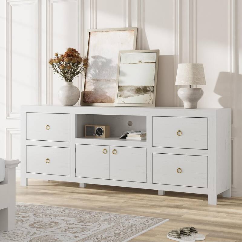 Farmhouse TV Stand for 80 Inch TVs 70" Entertainment Center Television Consoles Stands