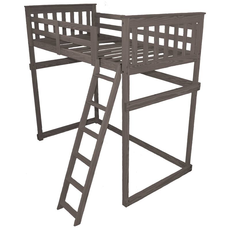 Pine Twin Mission Loft Bed with Side Ladder - Homestead Stain