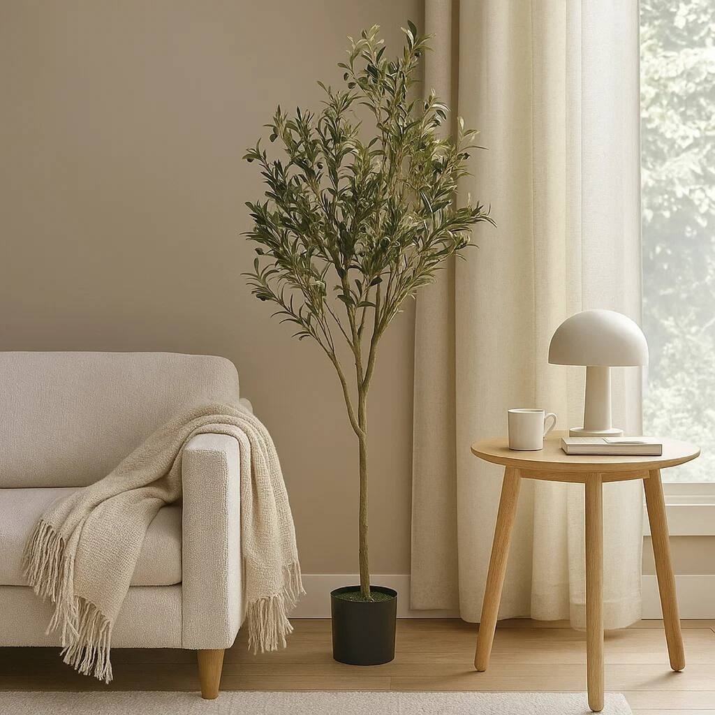 Vina Artificial Olive Tree, Realistic Green Silk Leaves, 71 Inch