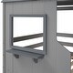 preview thumbnail 8 of 14, Twin Over Twin House Bunk Beds with Roof and Window, Floor Bunk Bed, Wooden Playhouse Bedframe with Safety Guardrails and Ladder