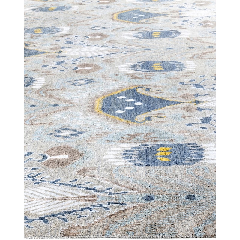 Ikat One-of-a-Kind Hand-Knotted Area Rug, Gray - 9' 2" x 12' 3"