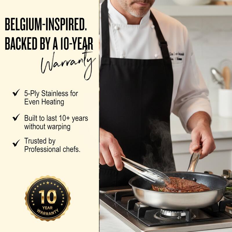 Alva Maestro 5-Ply Nonstick Stainless Steel Cookware Set - Non-Toxic Pans