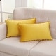 preview thumbnail 83 of 89, Deconovo Velvet Pom-poms Throw Pillow Covers 2 PCS(Cover Only) 12x20 - Lemon Yellow