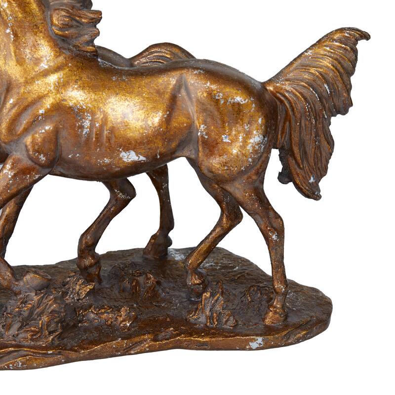Bronze Polystone Horse Decorative Sculpture - 6"W x 14"L x 11"H