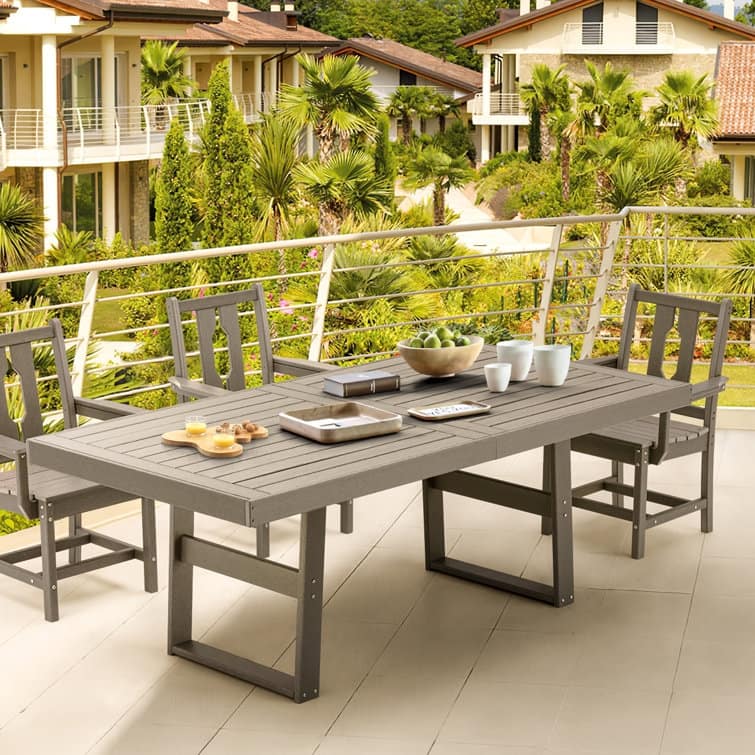 Outdoor HDPE Dining Table Set, Dining Table, Gray