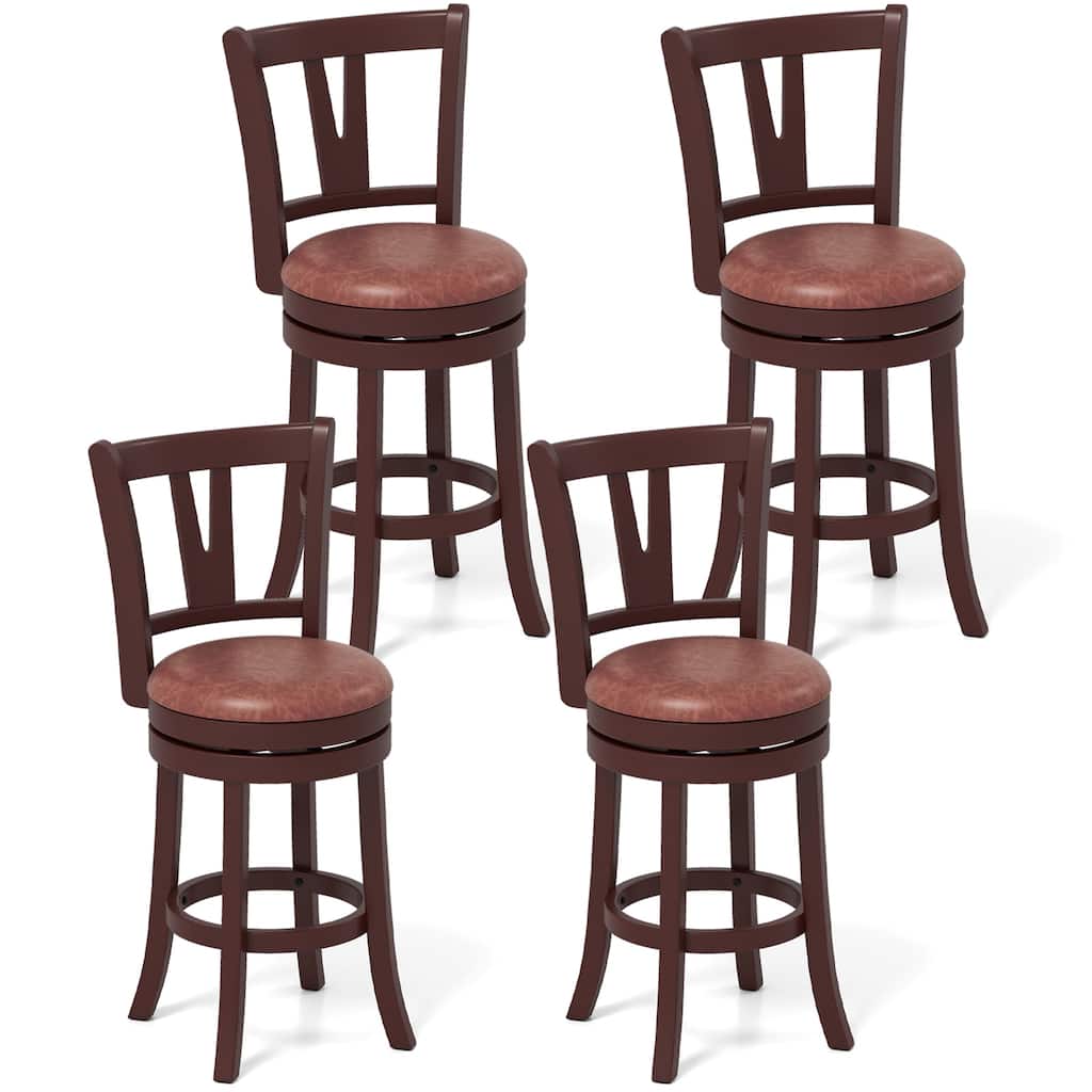 Gymax 26'' Counter Height Swivel Barstools Set of 4 High Backs &