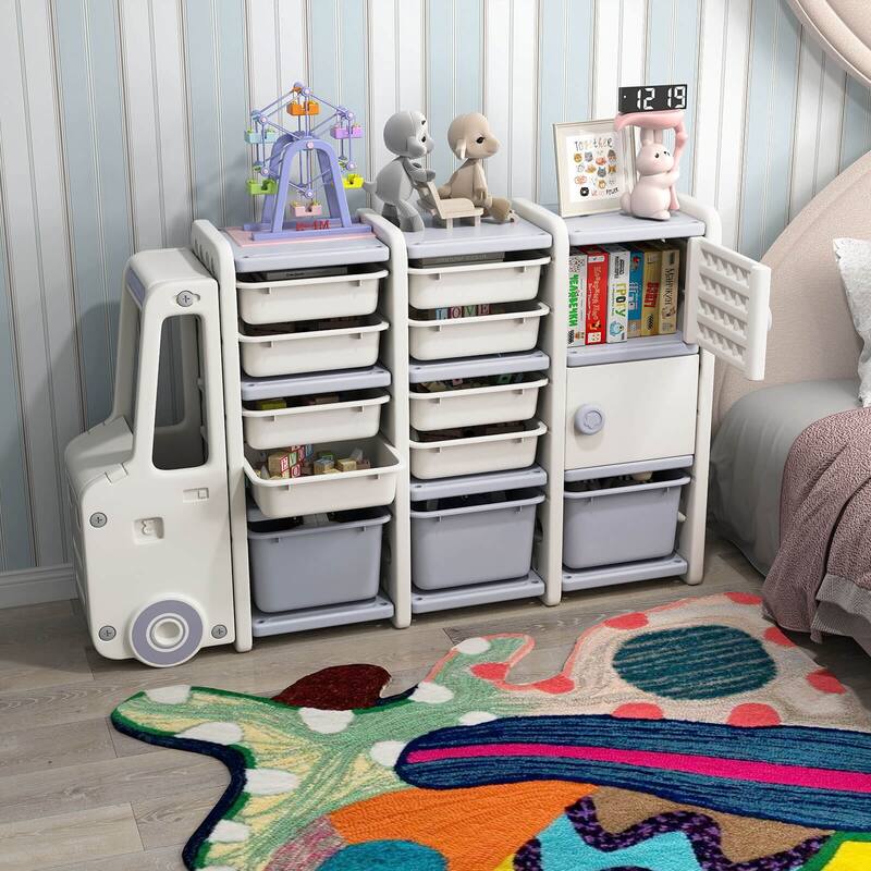 Costway Kids Toy Storage Organizer with 2 Cabinets & 11 Removable Bins - See Details