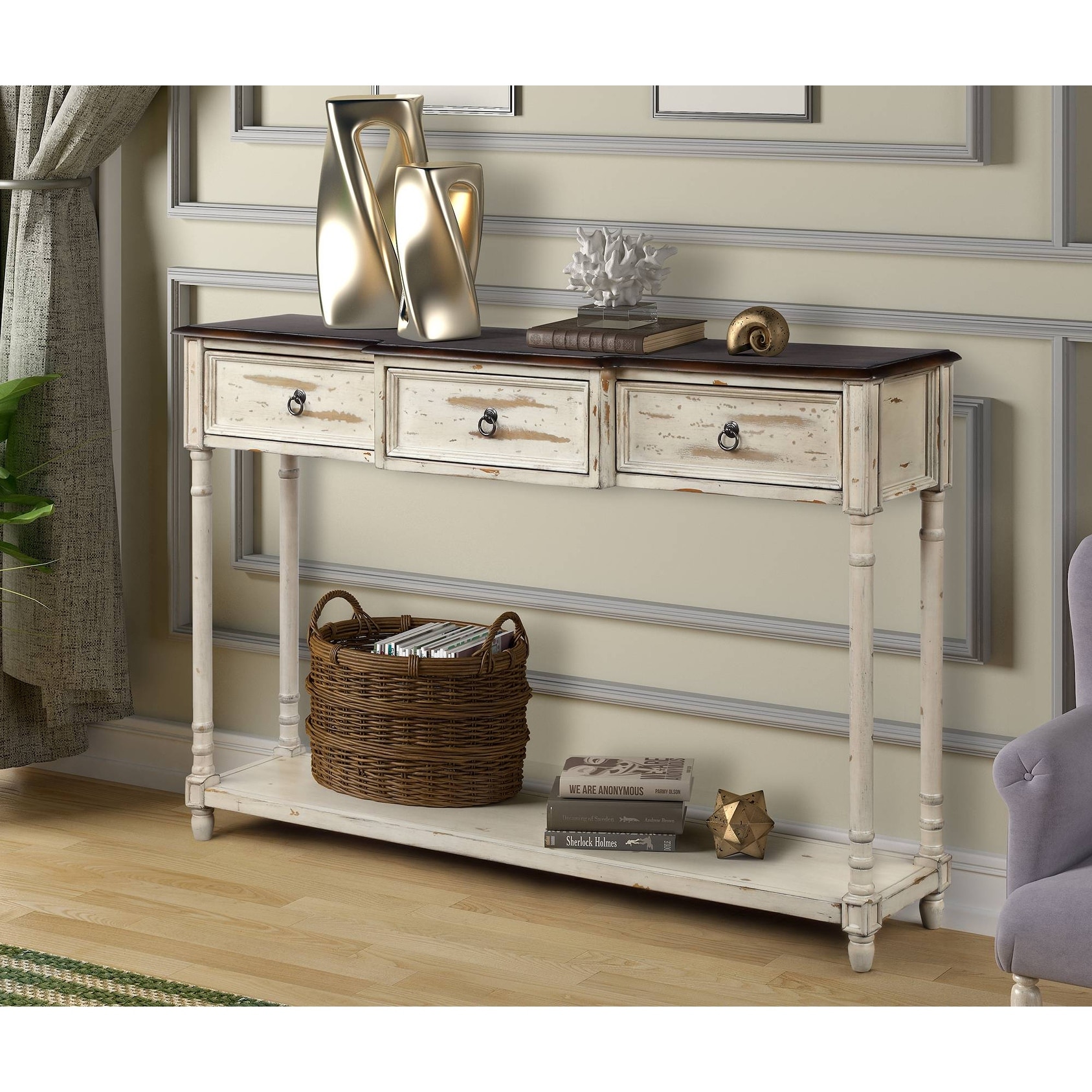 Shop Farmhouse Entryway Tables Console Table With Drawers And Long