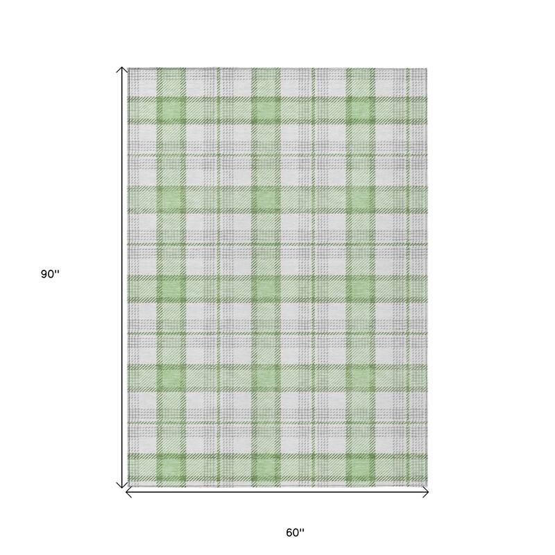 HomeRoots Plaid Transitional Rectangle Outdoor Rug