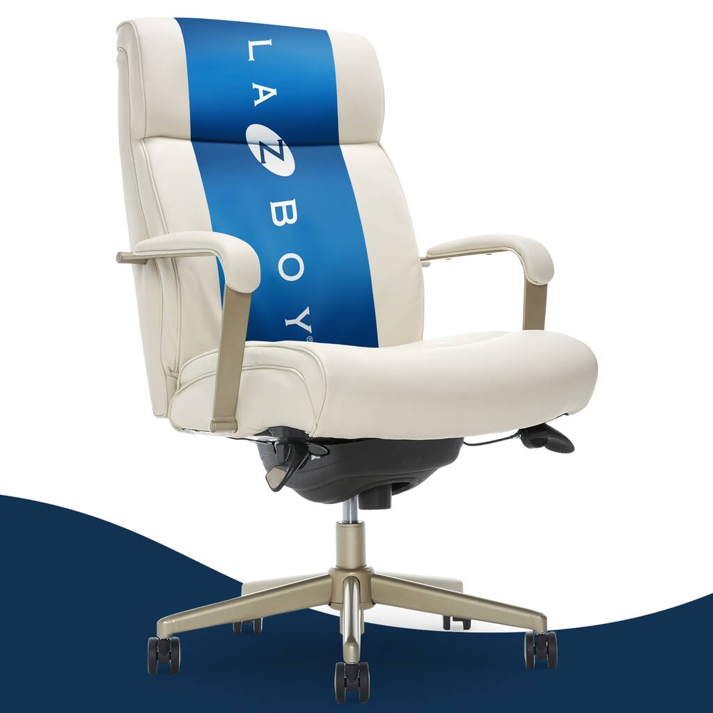 La-Z-Boy Modern Melrose Executive Office Chair, Adjustable High Back with Lumbar Support, Brass Finish