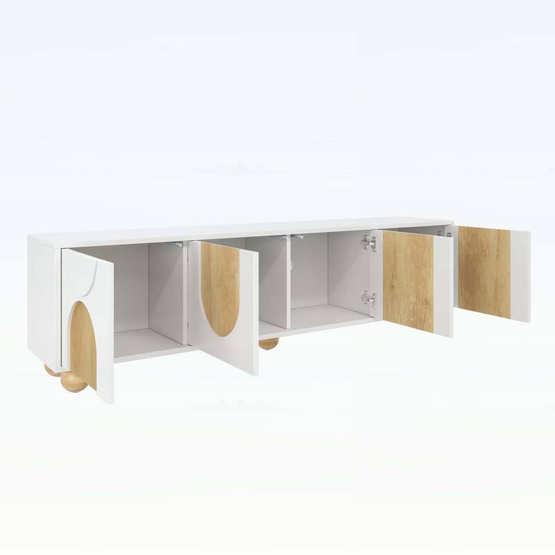 Farmhouse TV Stand with Cable Holes for TVs up to 75