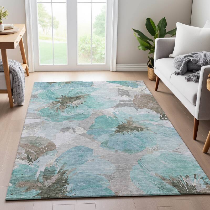 Premium Washable Super Soft Contemporary Floral Mayfield Rug