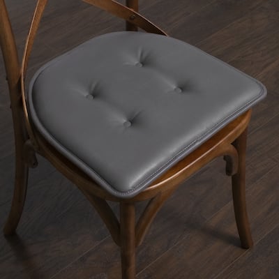 Sweet Home Collection U-Shape Faux Leather Non Slip Memory Foam Chair Cushions 17" x 16"