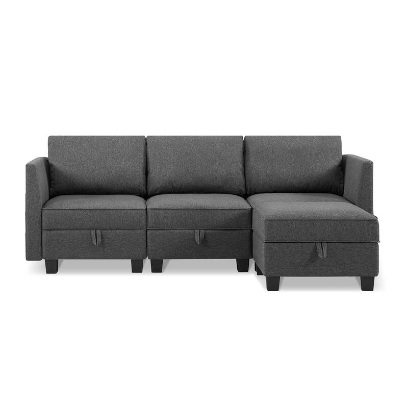 Billy 86" Modular 4-Piece Storage Sectional Sofa