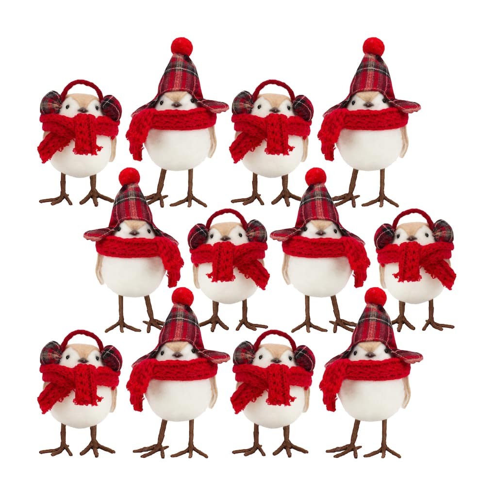 Bird w/Scarf and Hat (Set of 12)